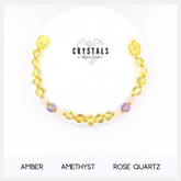 Amber, Amethyst & Rose Quartz Child Bracelet-0