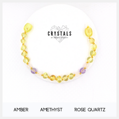 Amber, Amethyst & Rose Quartz Child Bracelet-0