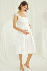 Lace Maternity & Nursing Nightgown with Robe Set – Ecru, Comfortable Breastfeeding & Postpartum Nightwear