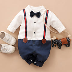 Baby Gentleman Romper – Bow Tie Outfit for Baby Boys Photoshoot