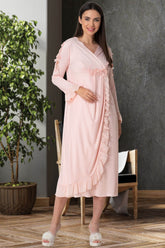 Guipure Double-Breasted Maternity & Nursing Nightgown – Comfortable Breastfeeding & Postpartum Nightwear