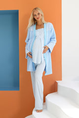 3-Piece Maternity & Nursing Pajama Set – Lotus lace, Comfortable Postpartum Nightwear