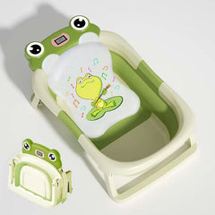 Collapsible Baby Bathtub with Cushion & Thermometer – Foldable, Portable, Non-Slip Baby Bath Tub (Green)