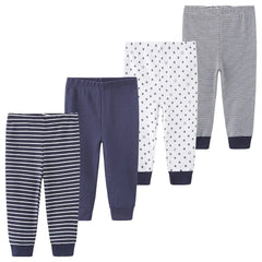 Baby Breathable Cotton Cuffed Pants Set – 4-Piece Comfortable Sleep & Everyday Outfit for Newborns 0-12 Months