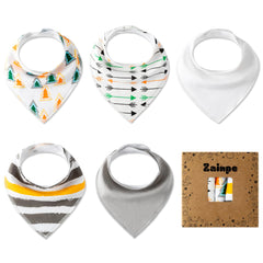 Zainpe 5PcsBaby Bandana Scarf Bib – Soft & Absorbent for Drooling and Teething