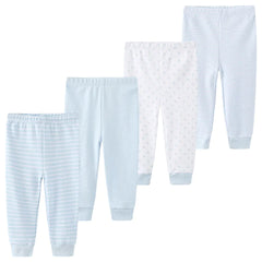 Baby Breathable Cotton Cuffed Pants Set – 4-Piece Comfortable Sleep & Everyday Outfit for Newborns 0-12 Months