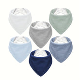 NISXABEBE Muslin Baby Bibs 6 Pack Baby Bandana Drool Bibs 100% Cotton for Baby Boy GirlSolid Colors Bib for Drooling Teething (Boys)