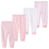Baby Breathable Cotton Cuffed Pants Set – 4-Piece Comfortable Sleep & Everyday Outfit for Newborns 0-12 Months