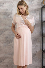 Maternity & Nursing Nightgown with Morning Gown – Comfortable Breastfeeding & Postpartum Nightwear