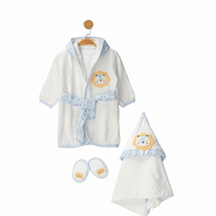 Lion Patterned Bathrobe Set for Ages 0–2