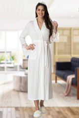 Elegant Lace Morning Gown – Soft Organic Cotton Blend for Maternity & Postpartum Comfort