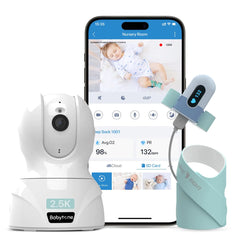 Smart Baby Monitor with Sleep Tracking Sock – Heart Rate & Oxygen Monitor, 2.5K HD Camera, Cry & Motion Detection, Two-Way Audio & Night Vision with Apption Detection, Two-Way Audio, Night Vision & App Control