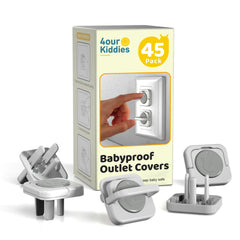 Baby Proof Outlet Covers (45 Pack) | Child Safety Plug Protectors with Hidden Handle