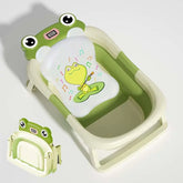 Collapsible Baby Bathtub with Cushion & Thermometer – Foldable, Portable, Non-Slip Baby Bath Tub (Green)