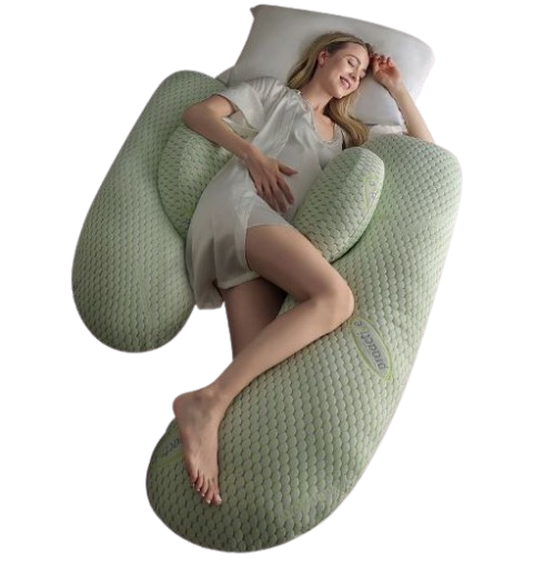 U-Shaped Maternity Body Pillow – Pure Cotton Side Sleeper Pregnancy Support