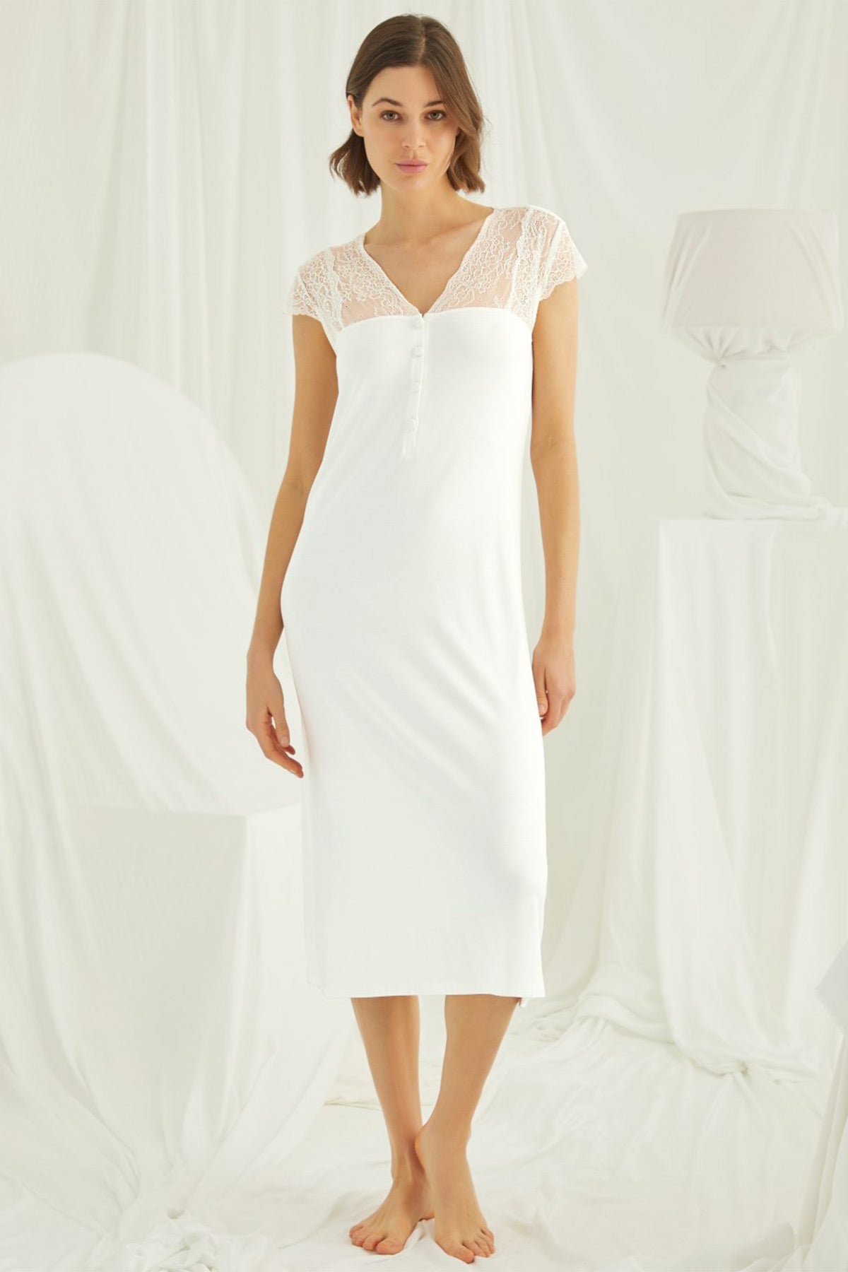 Lace Maternity & Nursing Nightgown Plus Size  – Soft Breastfeeding & Postpartum Nightwear