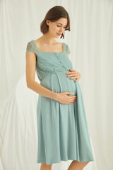 Lace Maternity & Nursing Nightgown with Robe Set – Comfortable Breastfeeding & Postpartum Nightwear