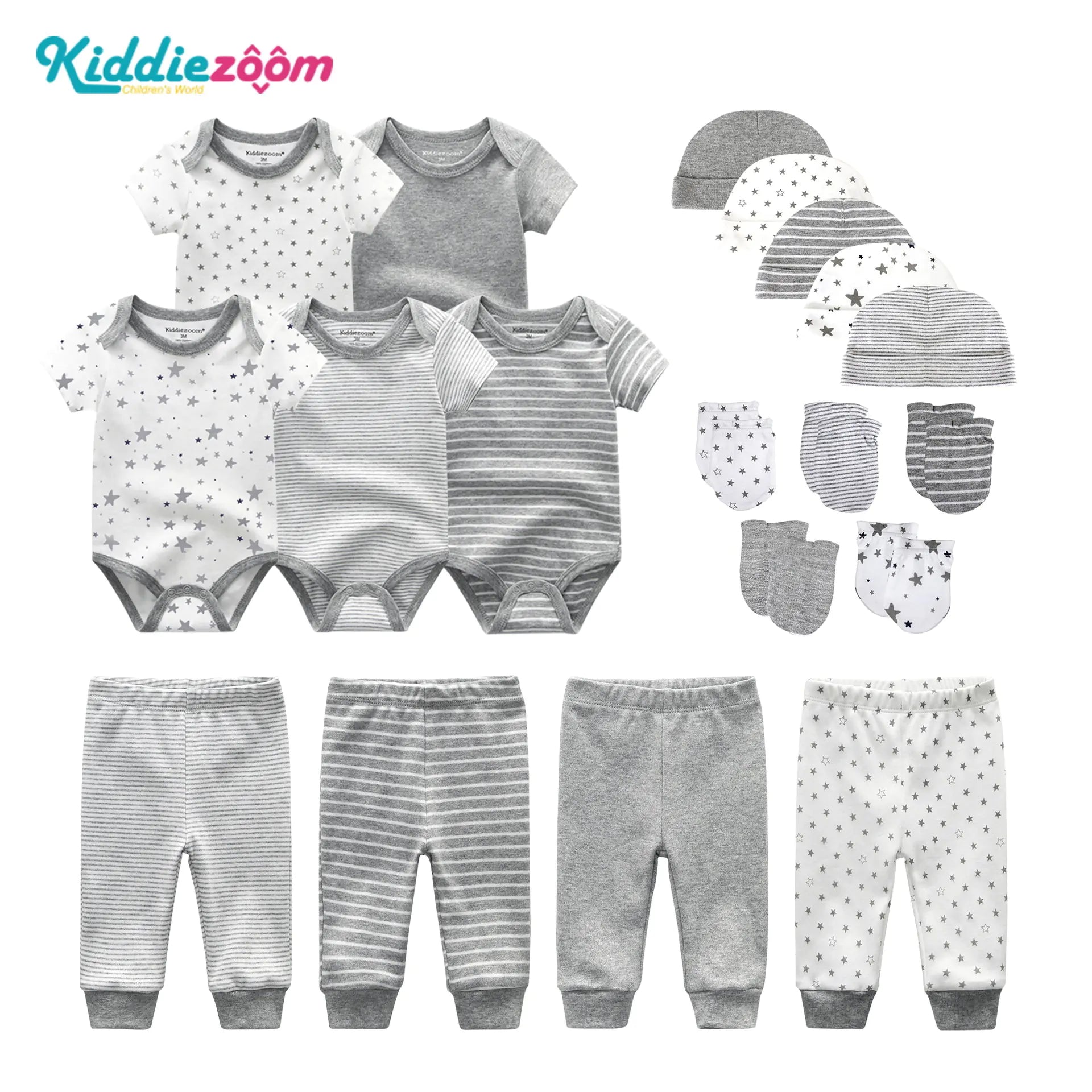 19-Piece Cotton Star Baby Layette Set – Essential Newborn Clothes & Hospital Bag Outfit Gift Set
