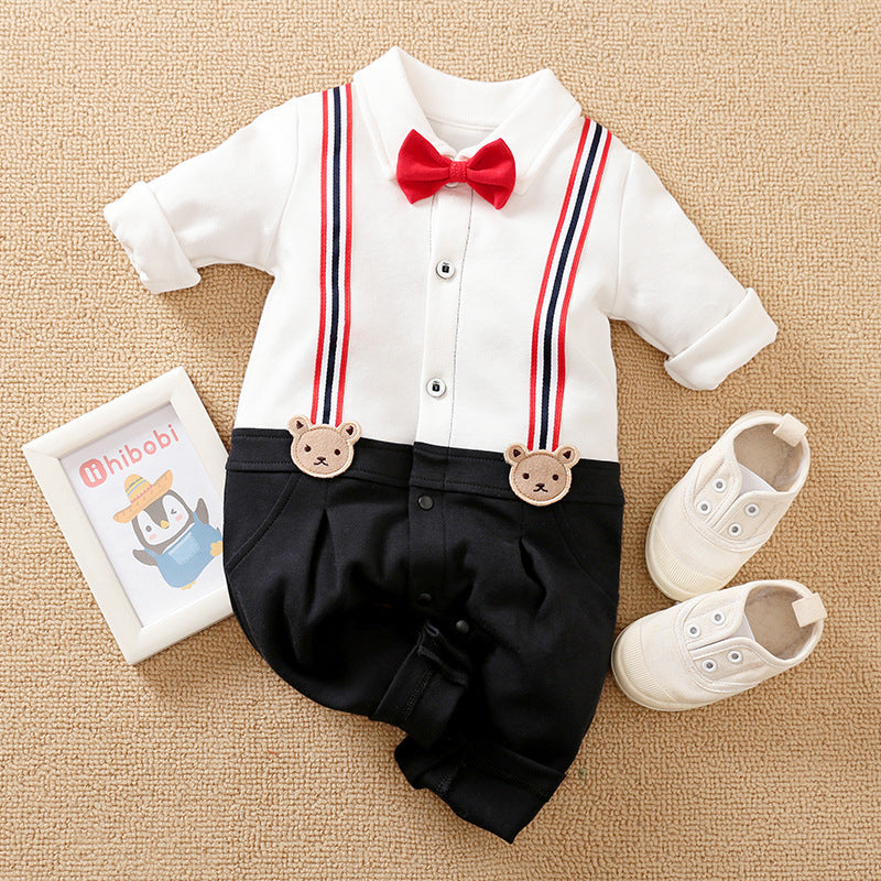 Baby Gentleman Romper – Bow Tie Outfit for Baby Boys Photoshoot
