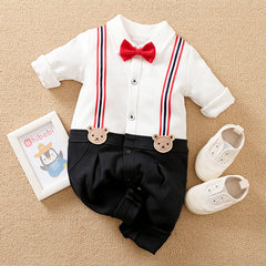 Baby Gentleman Romper – Bow Tie Outfit for Baby Boys Photoshoot