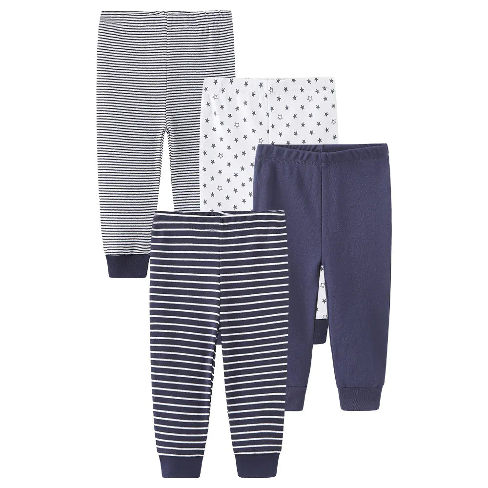 Baby Breathable Cotton Cuffed Pants Set – 4-Piece Comfortable Sleep & Everyday Outfit for Newborns 0-12 Months