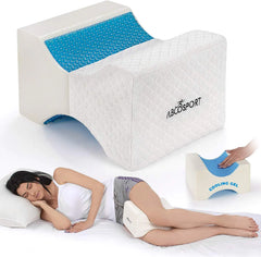 Memory Foam Knee Pillow with Cooling Gel – Orthopedic Leg Wedge for Side Sleepers, Pregnancy & Spine Alignment