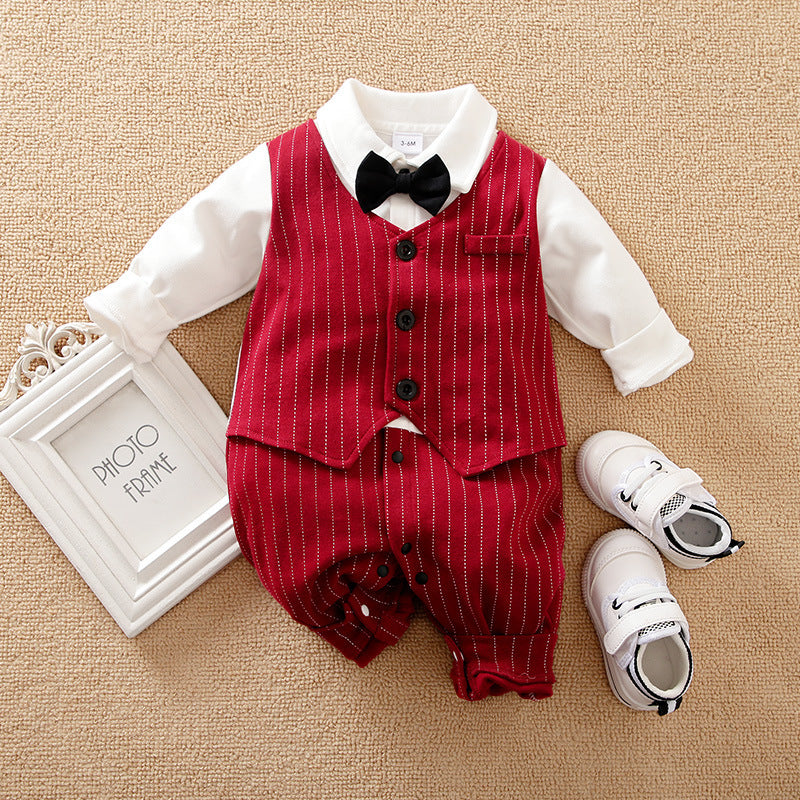 Baby Boy Autumn Romper – Cozy Outfit for Fall Photoshoots