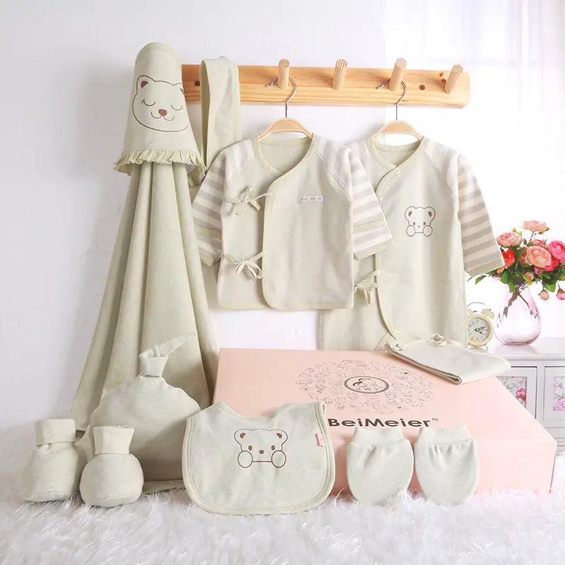Newborn Gift Set with Color Cotton Baby Clothes – Unisex 0-12 Months Essentials Outfit Collection