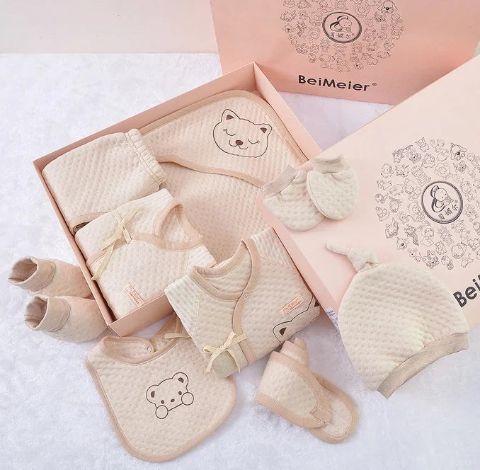 Newborn Gift Set with Color Cotton Baby Clothes – Unisex 0-12 Months Essentials Outfit Collection