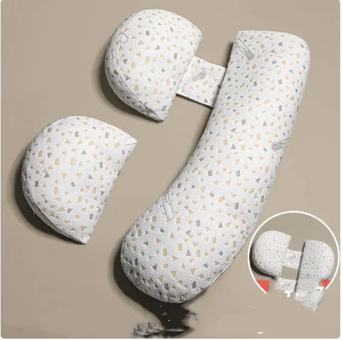 Pregnancy Side Sleeper Waist Pillow – Leaf Pattern Maternity Support Pillow for Comfortable Sleep