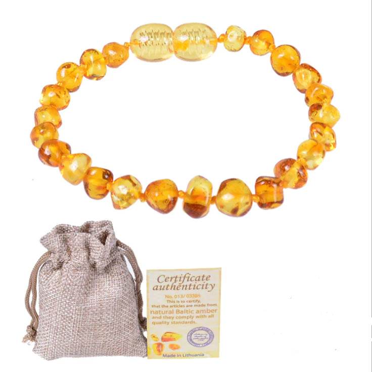 Baby Amber Teething Necklace & Bracelet – Irregular Natural Amber
