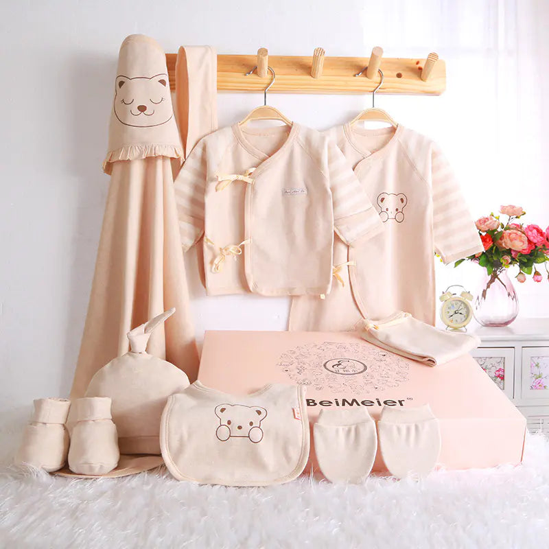 Newborn Gift Set with Color Cotton Baby Clothes – Unisex 0-12 Months Essentials Outfit Collection