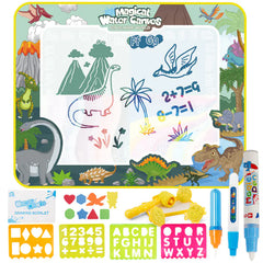 Giant Water Drawing Mat for Kids | Magic Art & Learning Toy | Mess-Free Reusable Painting Mat with Pens & Accessories – Dinosaur, Ocean & Animal Themes