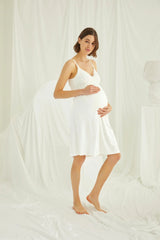 Lace Maternity & Nursing Nightgown – Soft Viscose, Adjustable Straps, Breastfeeding Friendly