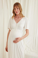 Lace Front Button Maternity & Postpartum Nightgown – Stylish and Comfortable