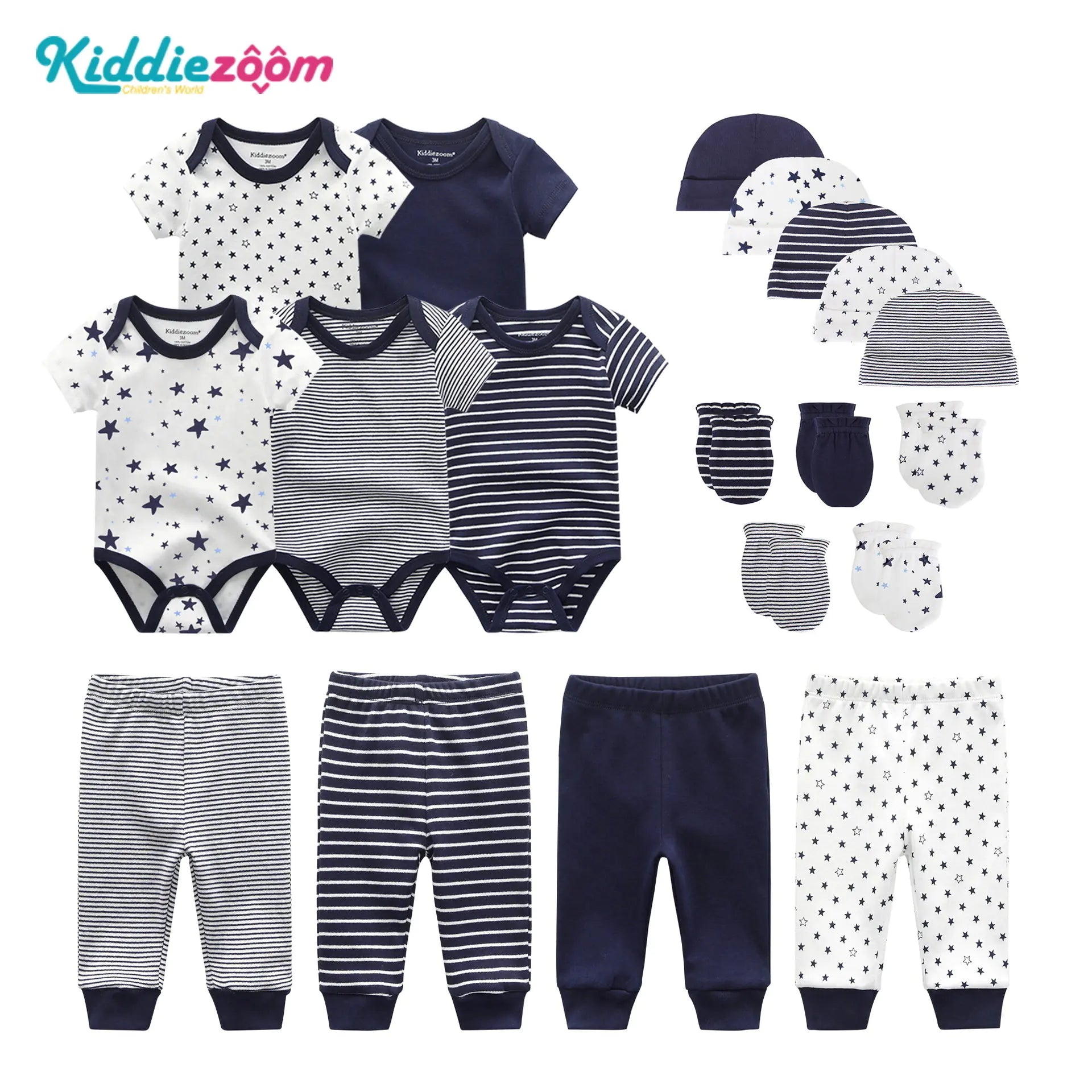 19-Piece Cotton Star Baby Layette Set – Essential Newborn Clothes & Hospital Bag Outfit Gift Set