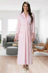 Elegant Lace Morning Gown – Soft Organic Cotton Blend for Maternity & Postpartum Comfort