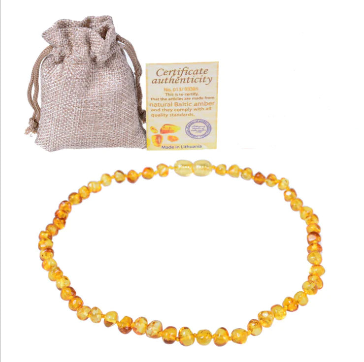 Natural Baltic Amber Teething Necklace for Babies & Toddlers