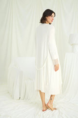 Lace Front Button Maternity & Nursing Robe Set – 2-Piece