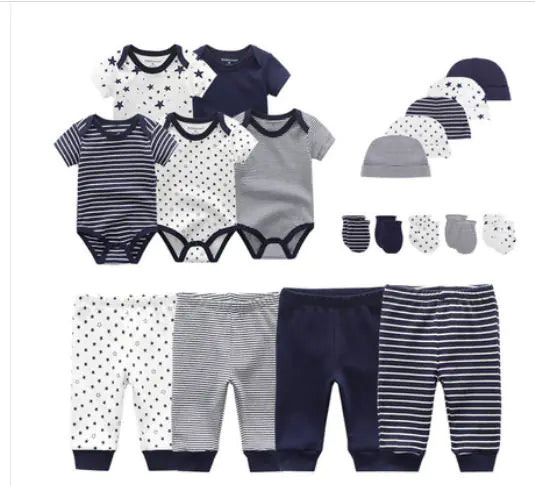 19-Piece Cotton Star Baby Layette Set – Essential Newborn Clothes & Hospital Bag Outfit Gift Set