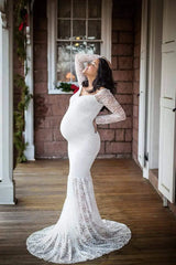 Lace Tulle Maternity Dress with Off-Shoulder Design – Elegant Pregnancy Gown (S–3XL)Lace Maternity Dress with Off-Shoulder Design