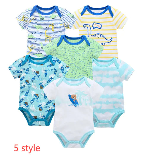 Newborn Baby 6-Piece Cotton Summer Outfit Set – Comfortable & Breathable Clothes for Boys & Girls 0-12 Months